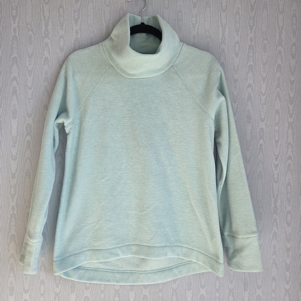 DSG Women's Fleece Sweater S Long Sleeve Mock Neck Sea Green Mint Running
